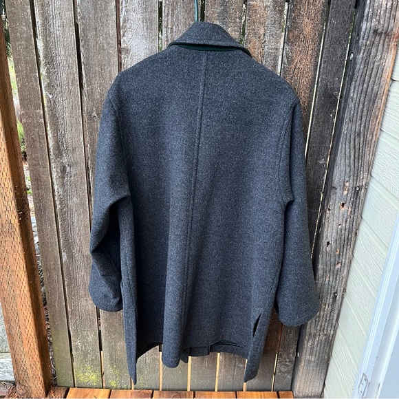 Lodenfrey 100% Virgin Wool Overcoat In Charcoal Gray With Hunter Green Accents - Picture 2 of 16
